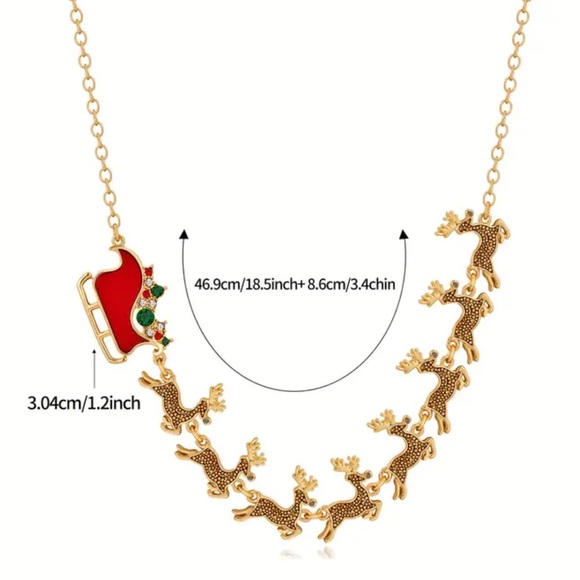 Christmas Sleigh and Reindeer Necklace - Picture 3 of 3